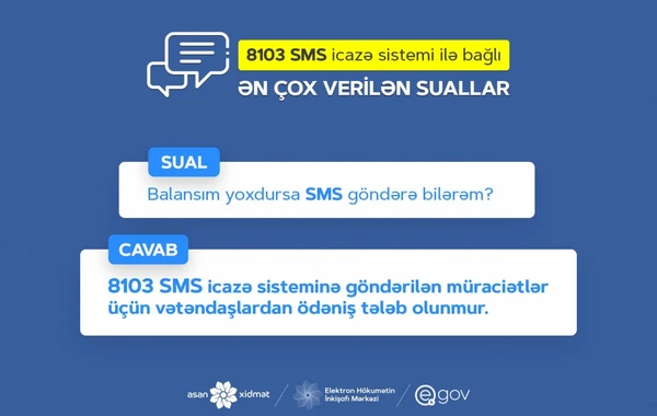 8103 SMS icazə sistemi ilə bağlı ən çox verilən sualların cavabları