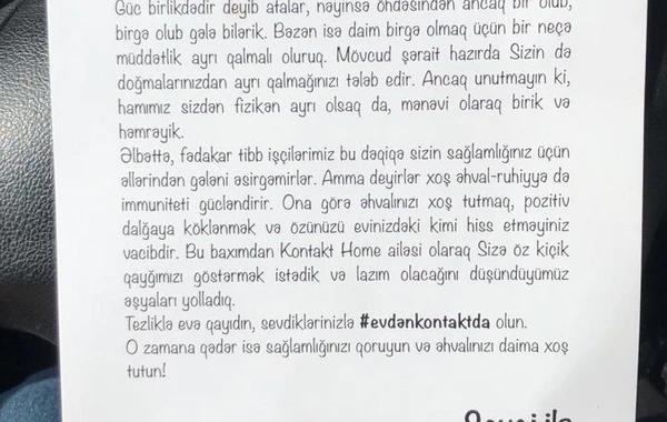 Kontakt Home xüsusi rejimli xəstəxanalara yardım etdi