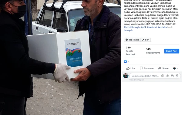 Tanınmış memar pandemiya ilə əlaqədar İsmayıllı rayonunda ehtiyacı olan ailələrə yardım etdi
