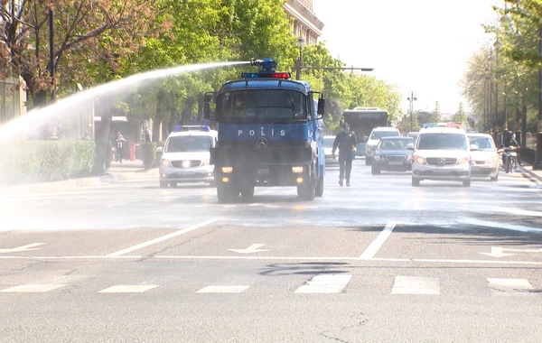 Dezinfeksiya işlərinə polis də cəlb edildi - VİDEO