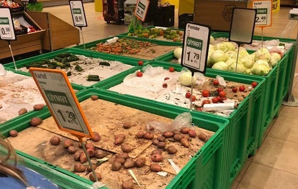 Həftəsonu qadağası veriləndən sonra marketlər - FOTO