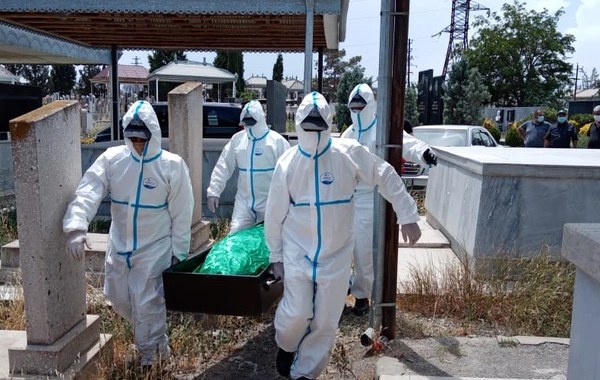 Polis koronavirusdan ölən şəxsi belə dəfn etdi - FOTO