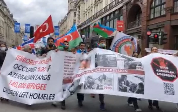 Azərbaycanlılar Londonda aksiya keçirir - FOTO