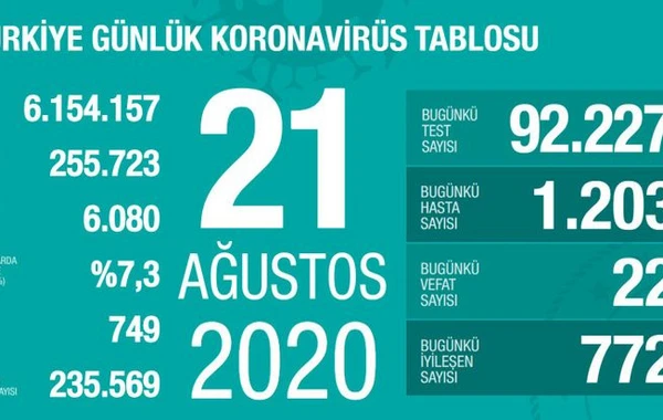 Türkiyədə son sutkada koronavirusdan 22 nəfər ölüb