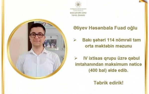 Qəbul imtahanlarında maksimum nəticə göstərən abituriyentlər - FOTO