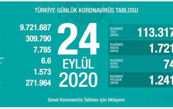 Türkiyədə koronavirusdan daha 74 nəfər ölüb