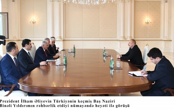 İlham Əliyev Türkiyənin keçmiş Baş naziri Binəli Yıldırımı qəbul edib - FOTO