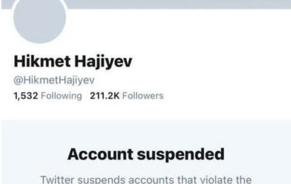 Hikmət Hacıyevin “Twitter” hesabı bloklanıb - FOTO