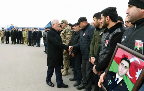 Naxçıvan Beynəlxalq Hava Limanında şəhidlərin qarşılanma mərasimi olub