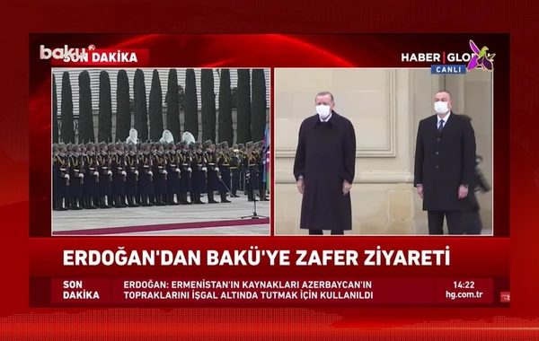 İlham Əliyev Ərdoğanı Prezident iqamətgahında qarşılayıb - VİDEO