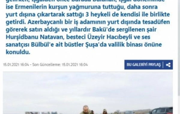 İlham Əliyevin Şuşaya səfəri Türkiyə mediası tərəfindən geniş işıqlandırılıb - FOTO