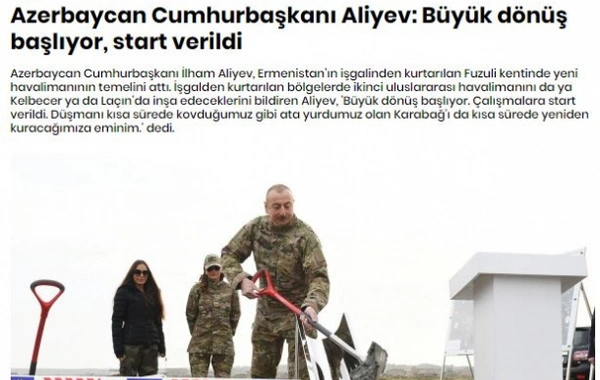 İlham Əliyevin Şuşaya səfəri Türkiyə mediası tərəfindən geniş işıqlandırılıb - FOTO