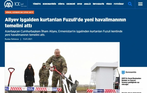 İlham Əliyevin Şuşaya səfəri Türkiyə mediası tərəfindən geniş işıqlandırılıb - FOTO