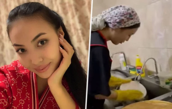 “Miss Qazaxıstan” qabyuyan işləyir - FOTO/VİDEO