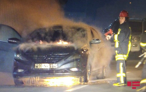 Bakıda “Hyundai” yandı - FOTO