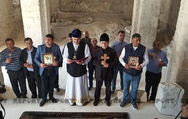 Alban-Udi xristian dini icması Tuğda qədim alban məbədini ziyarət etdi - FOTO