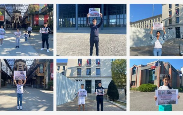 Ermənistanın mina xəritələrini verməməsi ilə bağlı Avropada aksiya keçirildi - FOTO
