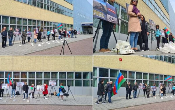 Ermənistanın mina xəritələrini verməməsi ilə bağlı Avropada aksiya keçirildi - FOTO