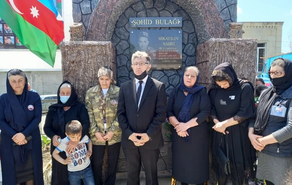 Kürdəmirdə şəhidin xatirəsinə tikilən bulağın açılışı olub - FOTO