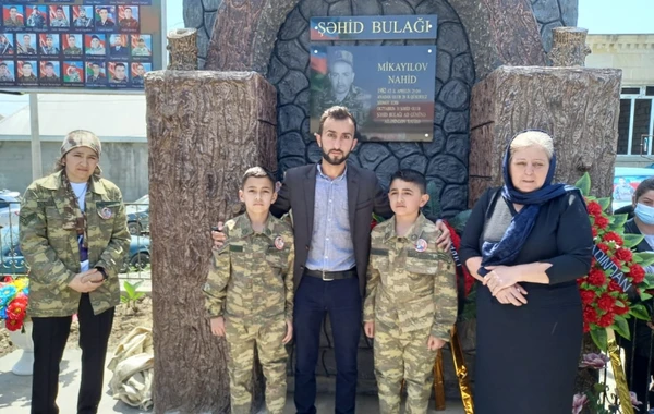 Kürdəmirdə şəhidin xatirəsinə tikilən bulağın açılışı olub - FOTO