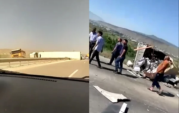 Bakı-Quba yolunda dəhşətli qəza: TIR aşdı - VİDEO