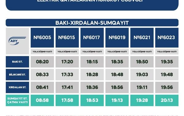 Bakı-Sumqayıt qatarlarının sayı artırılacaq - CƏDVƏL