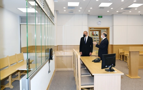İlham Əliyev Suraxanı rayon Məhkəməsinin yeni binasının açılışında iştirak edib - FOTO - YENİLƏNİB