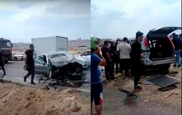 Bakıda ağır yol qəzası - Yaralananlar var - VİDEO