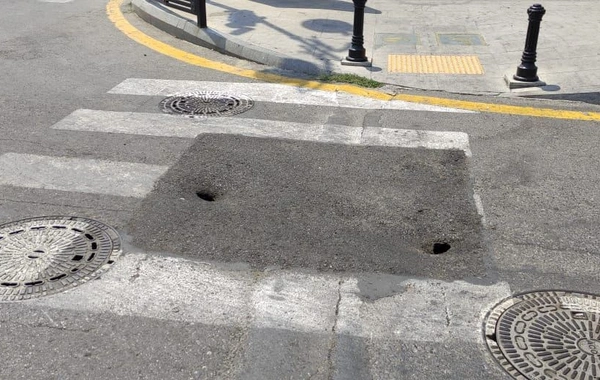 Bakının mərkəzində yol çökmək üzrədir - Qurumlardan AÇIQLAMA - FOTO
