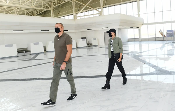 Prezident və xanımı Füzuli Beynəlxalq Hava Limanında görülən işlərlə tanış olublar - FOTO