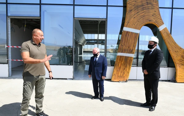 Prezident və xanımı Füzuli Beynəlxalq Hava Limanında görülən işlərlə tanış olublar - FOTO