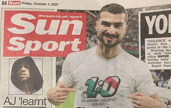 Mahir Emreli "The Sun"ın manşetində - FOTO