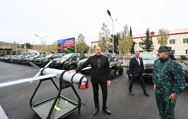 Ильхам Алиев на открытии комплекса воинской части Госпогранслужбы в Джебраиле - ФОТО