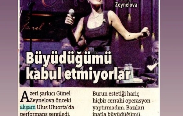 Günel Zeynalovanın bu sözləri Türkiyə mətbuatında gündəm oldu - FOTO
