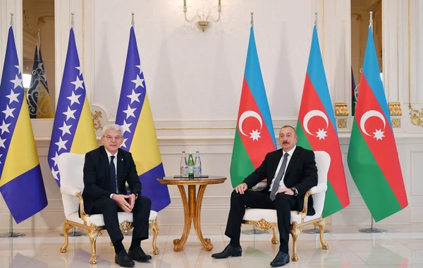 İlham Əliyev Bosniya və Herseqovinanın Rəyasət Heyətinin üzvü Şefik Caferoviçlə görüşüb - FOTO