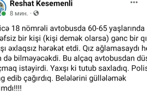 Bakıda avtobusda gənc qıza qarşı əxlaqsızlıq edən şəxs  saxlanıldı - FOTO