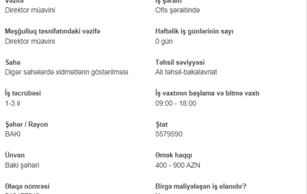 İşsizlərin nəzərinə! Dövlət boş iş yerlərini açıqladı - 2000 AZN maaş