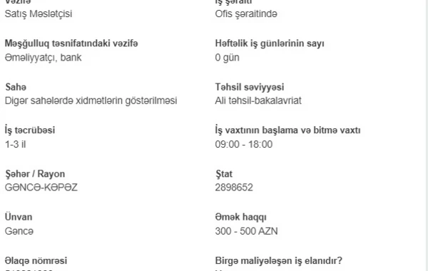 İşsizlərin nəzərinə! Dövlət boş iş yerlərini açıqladı - 2000 AZN maaş