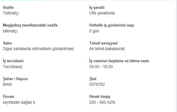 İşsizlərin nəzərinə! Dövlət boş iş yerlərini açıqladı - 2000 AZN maaş