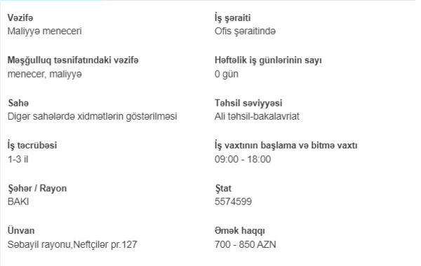İşsizlərin nəzərinə! Dövlət boş iş yerlərini açıqladı - 2000 AZN maaş