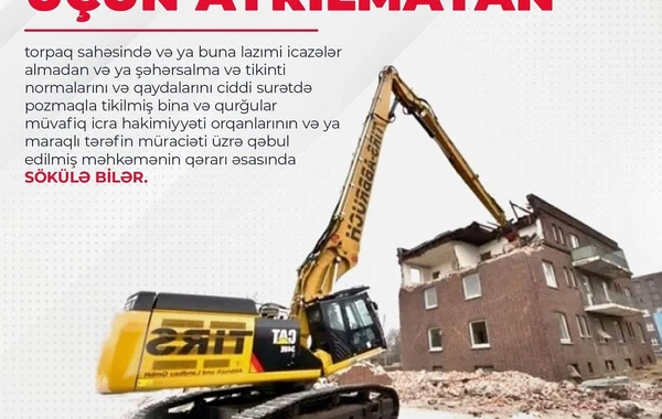 Baş Prokurorluqdan özbaşına tikinti işləri aparan şəxslərə XƏBƏRDARLIQ