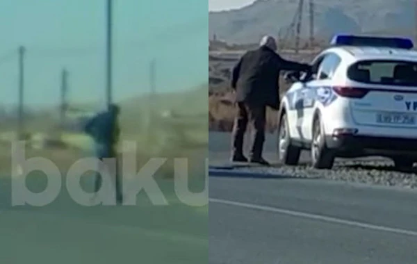 Yol polisinə “şirinlik” verib keçdilər - ANBAAN GÖRÜNTÜLƏR