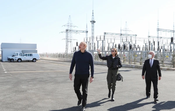 Президент и первая леди на открытии новых подстанций в Агдамском районе - ФОТО