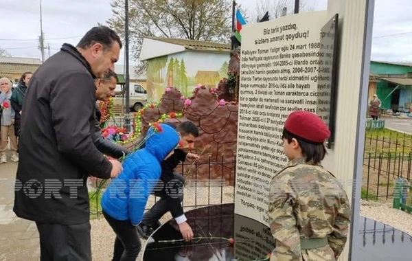 Neftçalada Vətən müharibəsi şəhidinin xatirə abidəsi açıldı - FOTO
