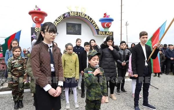 Neftçalada Vətən müharibəsi şəhidinin xatirə bulağı açıldı - FOTO