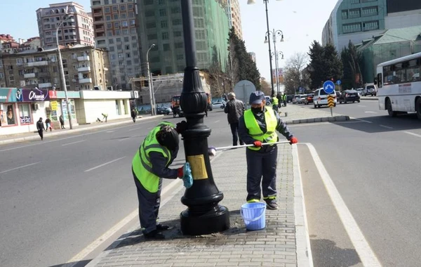 Bakının 545 küçəsi yuyulub - FOTO