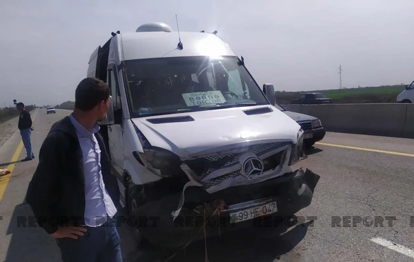 Kürdəmirdə mikroavtobus qoyun sürüsünə girib - FOTO