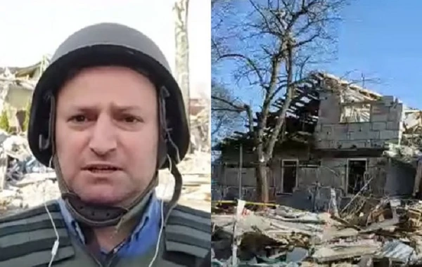 BAKU.TV əməkdaşı yarım tonluq aviabomba ilə dağıdılan Sumı şəhərinin mərkəzində - VİDEO