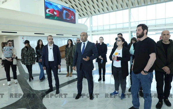 Gürcüstan nümayəndə heyəti Füzuli hava limanında - FOTO