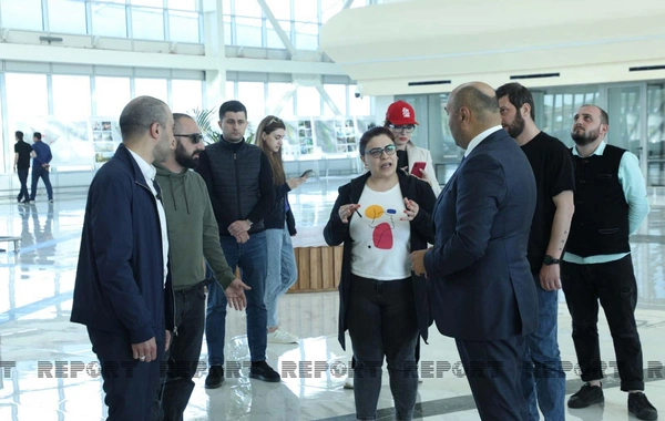 Gürcüstan nümayəndə heyəti Füzuli hava limanında - FOTO